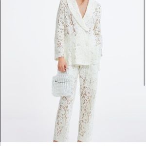 Zara White Lace Blazer